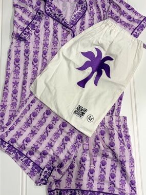 Women’s Lavender PINK PALM PUFF PAJAMA SET